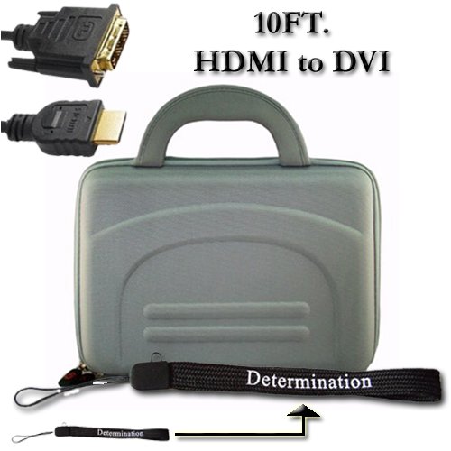 ASUS Eee PC 900HA 8.9 Inch Silver Carrying Case Bag Pouch Cube + DVI to HDMI 10FT Cable + Determination Hand Strap