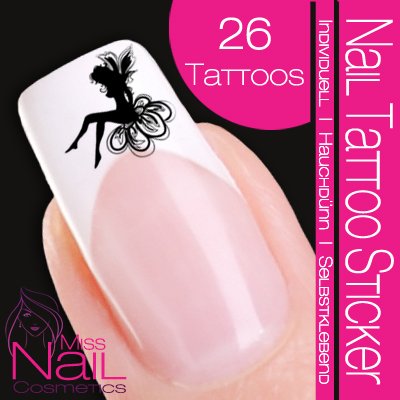 Nail Tattoo Sticker Feen / Elfen - schwarz Preisvergleich