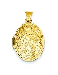 14K Yellow Gold Domed Oval Locket Pendant Jewelry