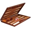 Backgammon Board Game Set Inlaid Wood Case 17''