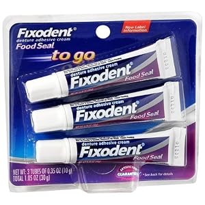 Fixodent Food Seal To Go Denture Adhesive Cream 3-0.35 Oz Tubes (Pack of 4) Total of 12 Tubes