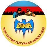 Batman [P145] 7.5" Circular Edible Cake Topper made with real icing and printed with your custom greeting [Please use the SEND AS A GIFT facility on the checkout page to tell us the text of your greeting.] and with FREE UK shipping