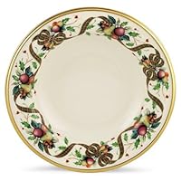Lenox Holiday Tartan Gold Banded Ivory China Pasta Bowl/Rim Soup
