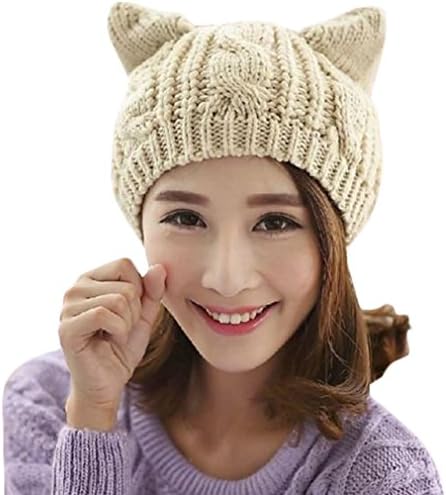 Fashion Women Girl Warm Winter Fall Wool Crochet Baggy Beret Beanie Hat Caps Cute Devil Horn Cat Ear Shape Knitted Hats