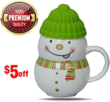 Royal Beei fine glazed snowman mug with silicon lid,standard size with lid .tight lid, best for kids and gifting.porcelain mug,fine glazed