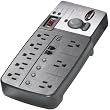 POW100344 Surge Protector With Phone/Fax/Modem Line Protection, Black