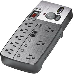 POW100344 Surge Protector With Phone/Fax/Modem Line Protection, Black