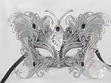 Bellini Gatti/Silver Two Wing Butterfly/Venetian Carnival Masquerade Mask/Swarovski Crystals