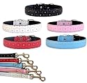12" White Bling Bling Star leather dog collar