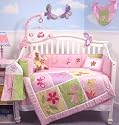 SoHo Butterfly Meadows Crib Nursery Bedding Set 10 pcs **Reversible Into Morden Pink & Brown Polka Dot Designs !**