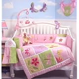 SoHo Butterfly Meadows Crib Nursery Bedding Set 10 pcs **Reversible Into Morden Pink & Brown Polka Dot Designs !**