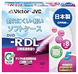 Victor 映像用DVD-R 片面2層 CPRM対応 8倍速  ワイドホワイトプリンタブル 5枚 ソフトケース 日本製 VD-R215EC5