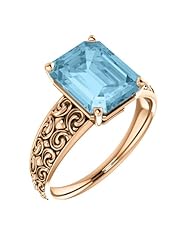 18K Rose Gold 10.00x8.00mm Emerald Cut Aquamarine Ring -- LIFETIME WARRANTY