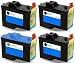 4 Pack Remanufactured (Series 2) DELL 7Y743 and 7Y745 (3 Black + 1 Color) Ink Cartridges for Dell A940 and A960 Printers