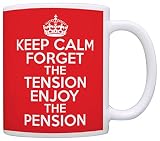 Retirement Gag Gifts Keep Calm Forget Tension Enjoy Pension Retiree Gift Coffee Mug Tea Cup Red