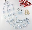 Swarovski Pearl & Swarovski Crystal Necklace, 45" Length - Light Blue (Coco)