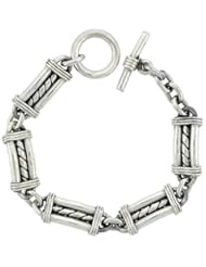 Sterling Silver Bullet Chain Link Bracelet Toggle Clasp Handmade 1/2 inch wide, sizes 8, 8.5 & 9 inch