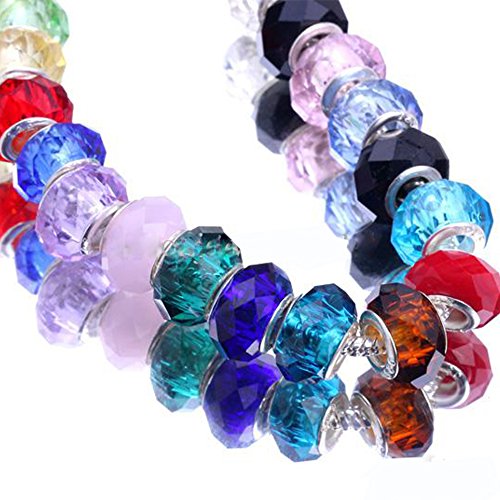 RUBYCA Mixed Faceted Murano Lampwork Glass Beads Fit European Charm Bracelet By eArt