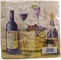 3 pack of Wine Bottle & Wine Theme French Colorful Napkins Pack Luncheon Size 6.5 by 6.5 inches, pack of 20