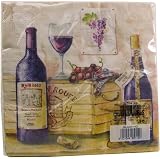 3 pack of Wine Bottle & Wine Theme French Colorful Napkins Pack Luncheon Size 6.5 by 6.5 inches, pack of 20