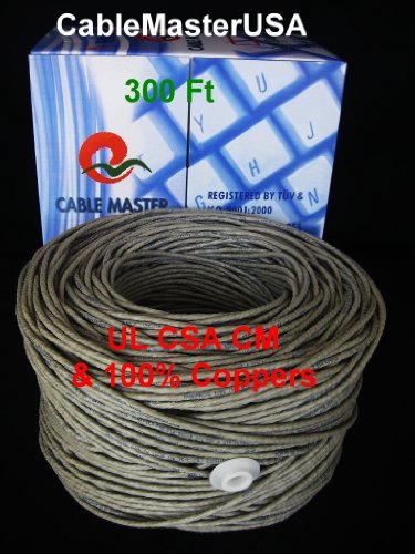 300ft UTP Cat6 24 Awg Solid (Ul CSA CM & 100% Coppers) Bulk Cable, Gray, CableMaster