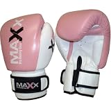 MAXX Pro Fight Leather Boxing Gloves Punch Bag Pink 6oz -12oz