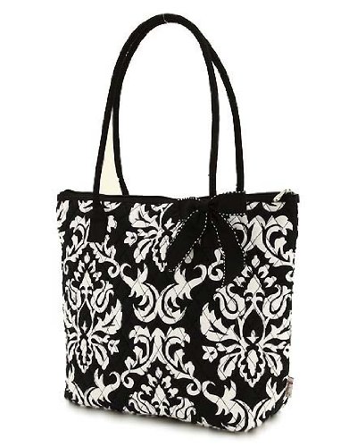 Belvah Medium Quilted Damask Tote Handbag - Choice of Colors