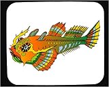Decorated Mouse Pad with green, orange, fish, fins, swimming