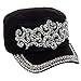 Crystal Case Women's Cotton Rhinestone Studded Medieval Military Cap Hat