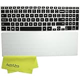 AutoLive 2-Pack Translucent Silicone Gel Keyboard Protector Cover Skin for 15.6" New Dell Inspiron 7000 Series 15HR-7000 15HD-7000 15HD-2528 15HD-2628T 15HD-2828T 15H-1528 15-7537 15-7I7737 series US Layout + 1 x Microfiber Cleaning Cloth from AutoLive(Black+Clear)