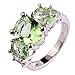 Psiroy 925 Sterling Silver Plated Created Green Amethyst Filled 5 Stone Engagement Ring Band Size 7