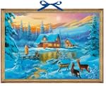 Verschneites Haus am See: Adventskale...