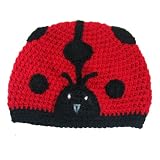 Girls Soft Crochet Ladybug Beanie Winter Hat Cap - Great for Christmas Holiday Gift Giving Stocking Stuffers for Toddlers to Older Girls