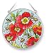 Amia Suncatcher Featuring Bees, Poppies and Daisies, Hand Painted Glass, 4-1/2-Inch Circle