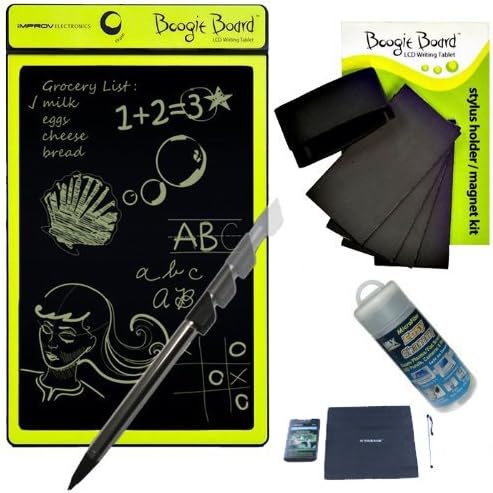 Boogie Board LCD Writing Tablet in Green with Boogie Board Magnet Kit and Cleaning Kit with Shammy Cleaning Cloth