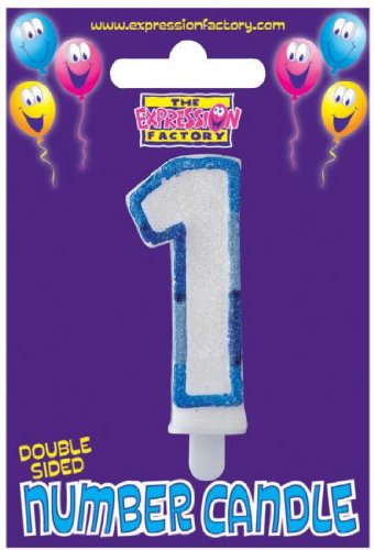 1st Birthday 1st Birthday Candle - Blue glitter edge number 1 candle - great for adding to a birthday cake