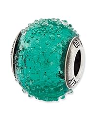 Sterling Silver Reflections Italian Teal Textured Glass Bead
