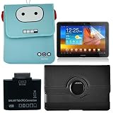 Premium LCD Clear Screen Protector + RORO the Robot Memory Foam Case + Black 360 Degree Leather Case + 5 In 1 Card Reader OTG connection kit For Samsung Galaxy Tab 10.1 P7510 By Buhbo