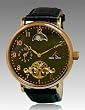 ADEE KAYE MENS AUTOMATIC 22 JEWELS BLACK DIAL LEATHER WATCH AK7117-MRGBLK