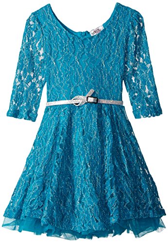 Beautees Little Girls' Three-Quarter-Sleeve Solid Lace Dress