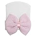Gellwhu 5pcs Infant Baby Girls Striped Nursery Newborn Hospital Hat Cap with Big Bow White Pink Blue