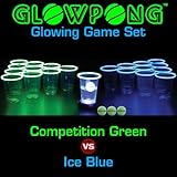 GLOWPONG Glowing Game Set - Competition Green vs Ice Blue
