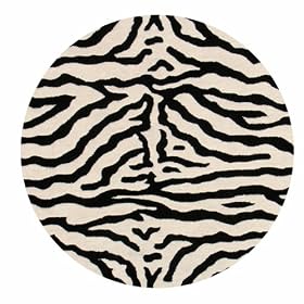 Zebra Print Area Rugs Animal Skin 8ft Round Black Ivory