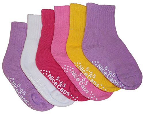 N'Ice Caps Big And Little Girls Cotton/Spandex Casual Crew Sock 6PC Pack