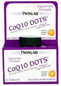Twinlab CoQ10 Dots, Natural Orange Flavor, 60 Count Tablets