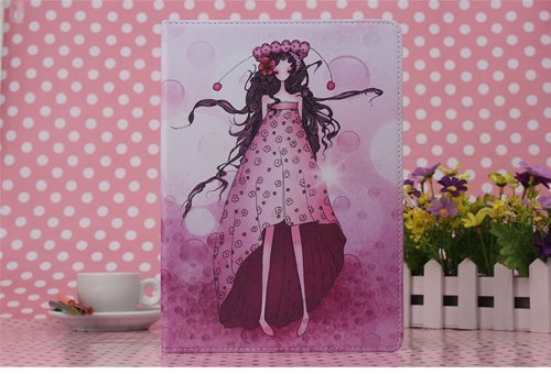 CASEWOOT iPad mini 2 Folio Case - iPad mini with Retina Display Girl Lovely Cartoon PU Leather Smart Cover Auto Sleep / Wake Feature - (Girl with purple dress)
