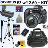 Olympus Evolt E-3 10.1MP Digital SLR Camera with Mechanical Image Stabilization w/Zuiko 12-60mm f/2.8-4.0 Digital ED SWD Lens + Olympus HLD4 Battery Holder + 4GB Deluxe Accessory Kit