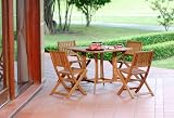 5pc Dashar Outdoor Patio Dining Table Set Furniture W/natural Finish