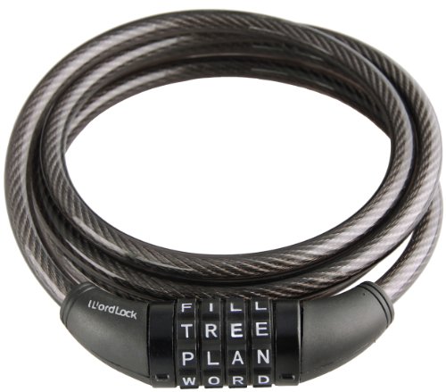Wordlock CL-422-BK 4-Dial Cable Combination Lock, Black, 6-Feet