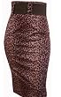 Rockabilly Pinup Leopard Print High Waist Belted Fitted Sexy Skirt M